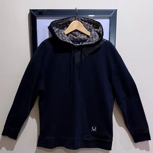 Raf Simons Black Hoodie with Plaid Lining